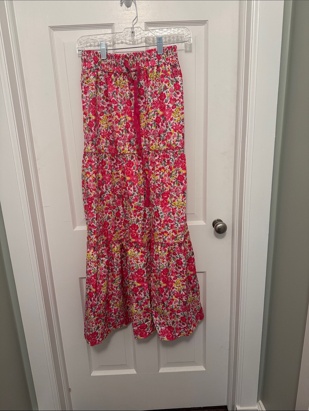 Floral Tiered Maxi Skirt in Pink and Yellow. NWT
